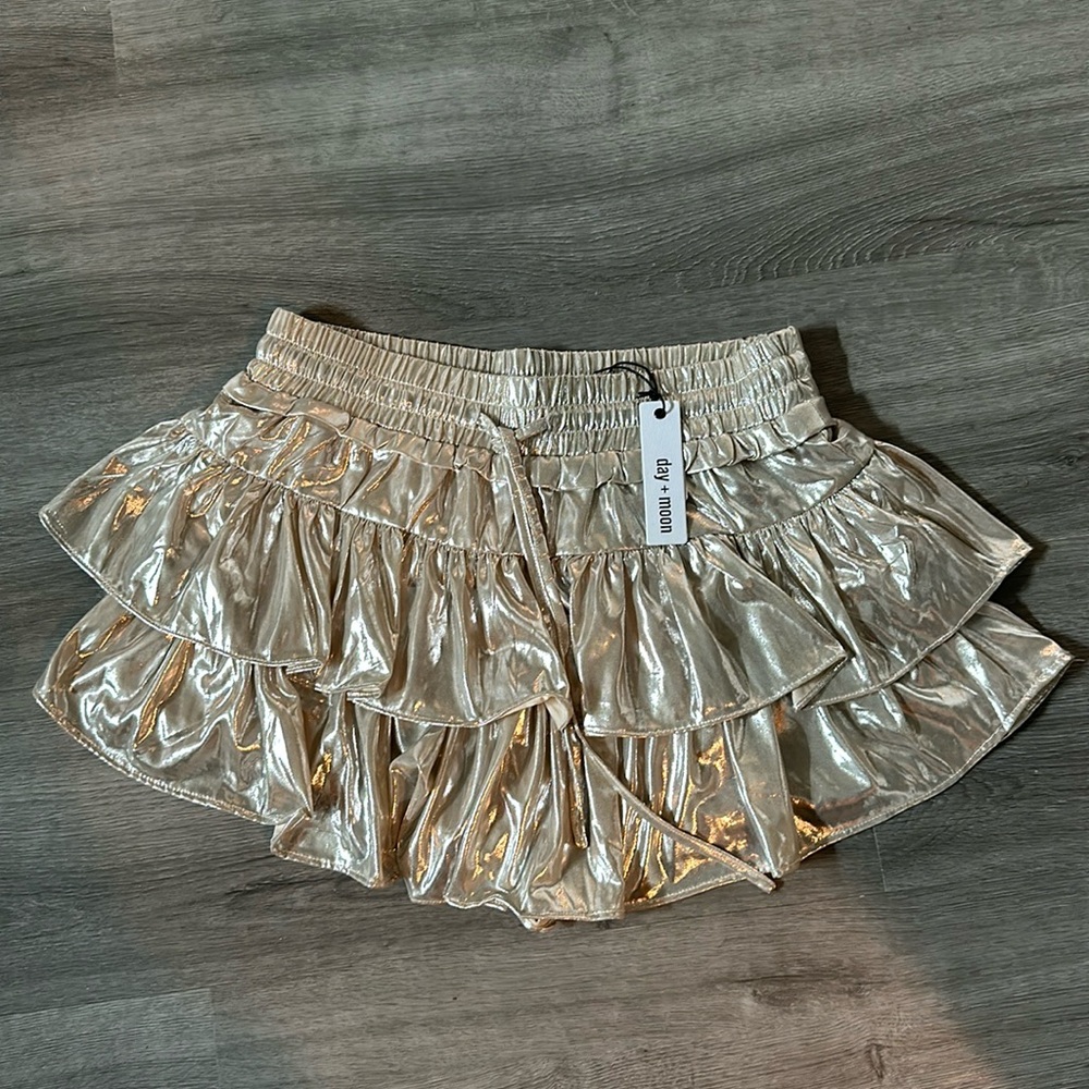 Metallic Gold Mini Skirt